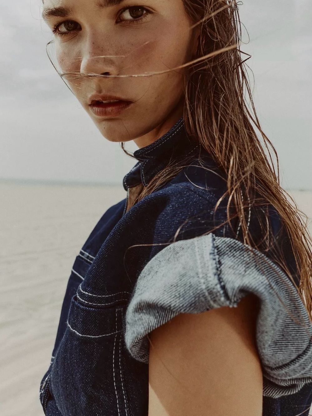 ZARA DENIM CROPPED TOP - Picture 13 of 16